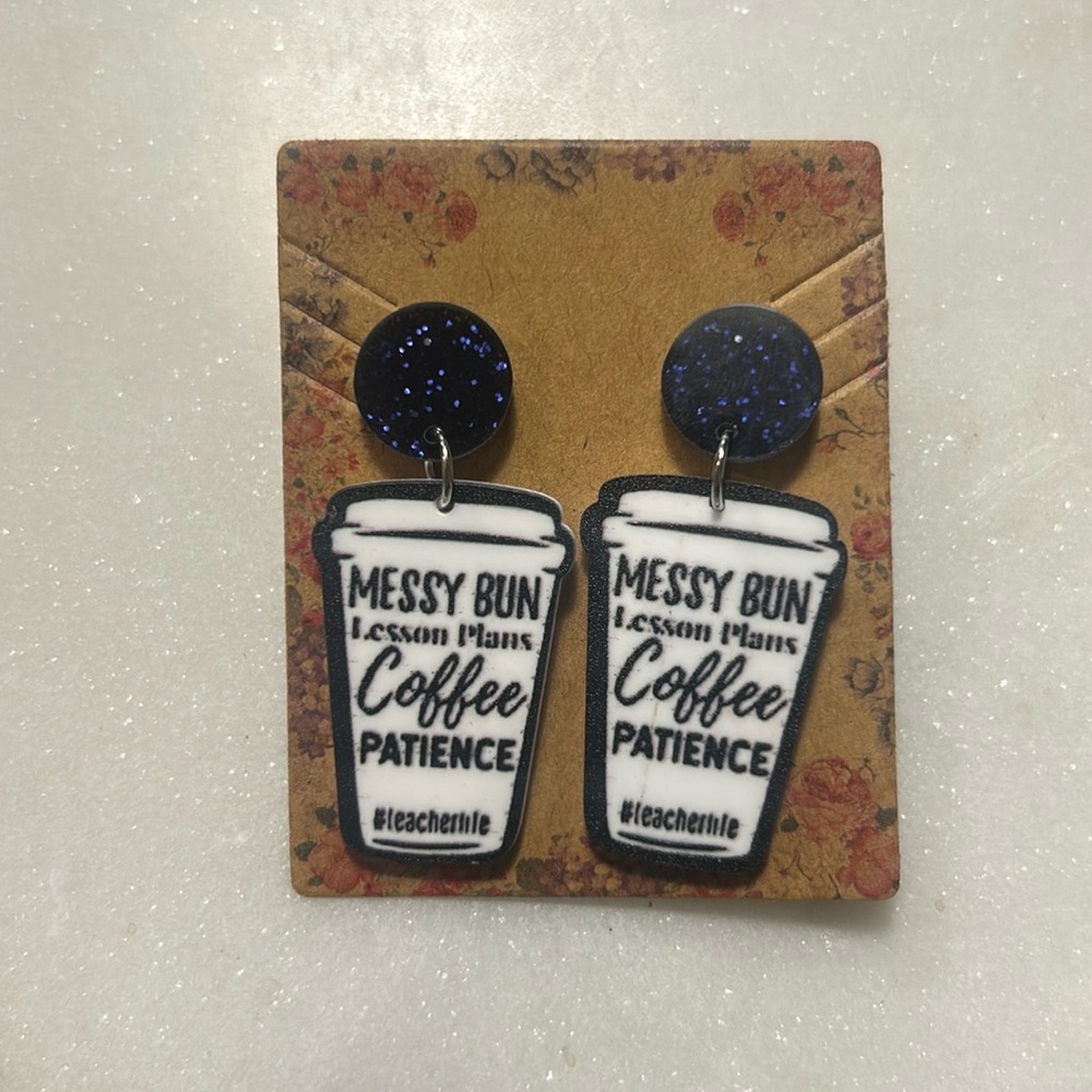 Black and White Coffee Earrings